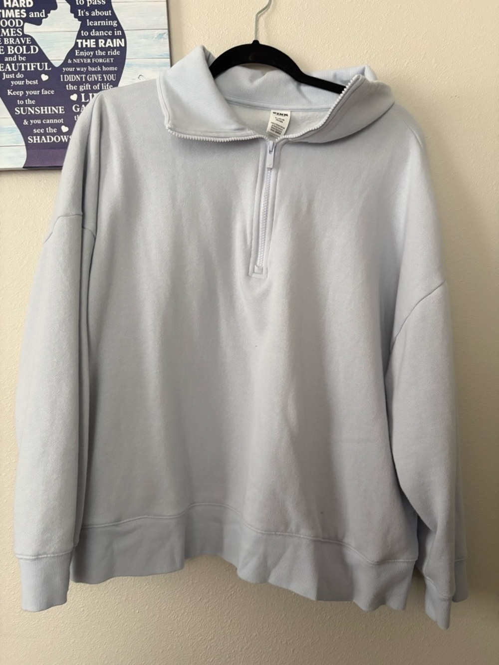 PINK Victoria's Secret Light Blue Half-Zip V-Neck Sweater
